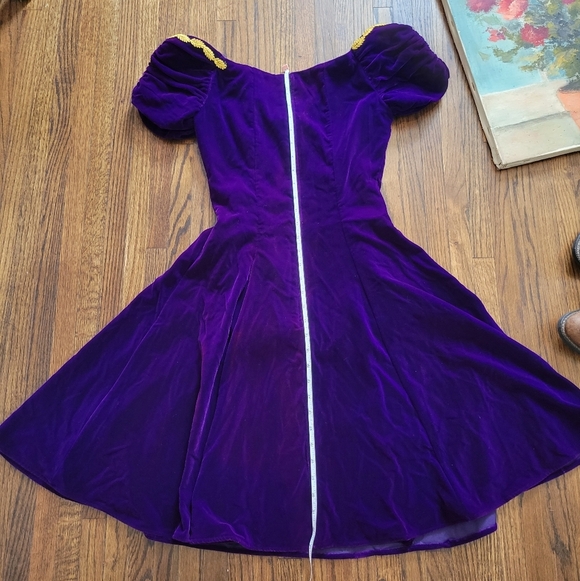 Vintage Noir Karen Lucas for Niki gown purple velvet with gold trim - Picture 6 of 10